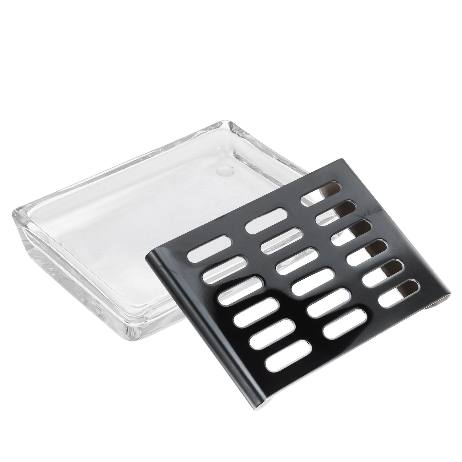 Glass Soap Dish - صحن صابون زجاجي مستطيل الشكل مع