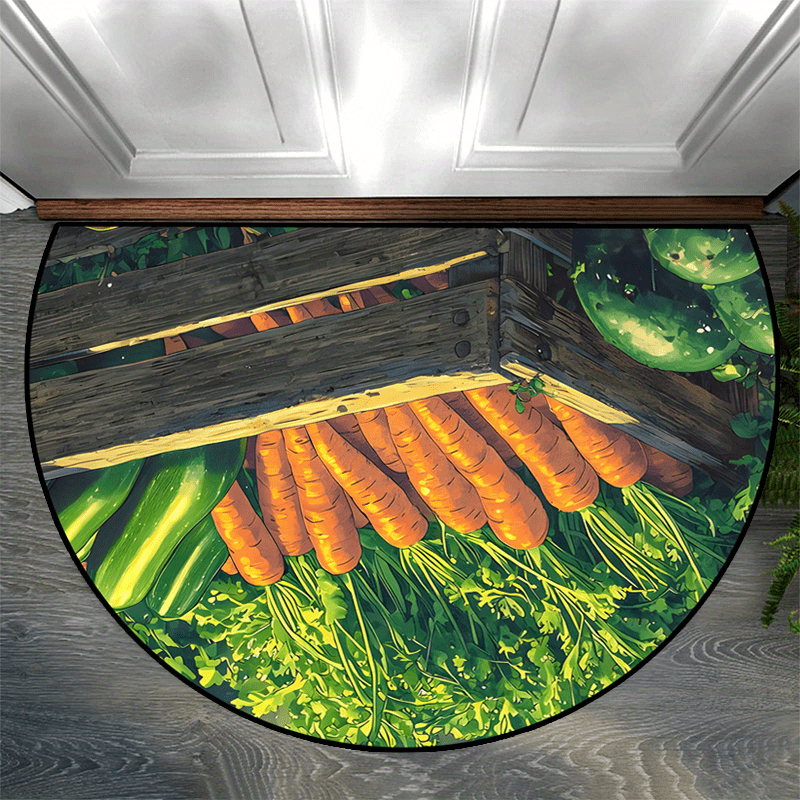 Home Kitchen Bathroom Marketing - سجادة باب نصف دائرية بتصميم خضروات