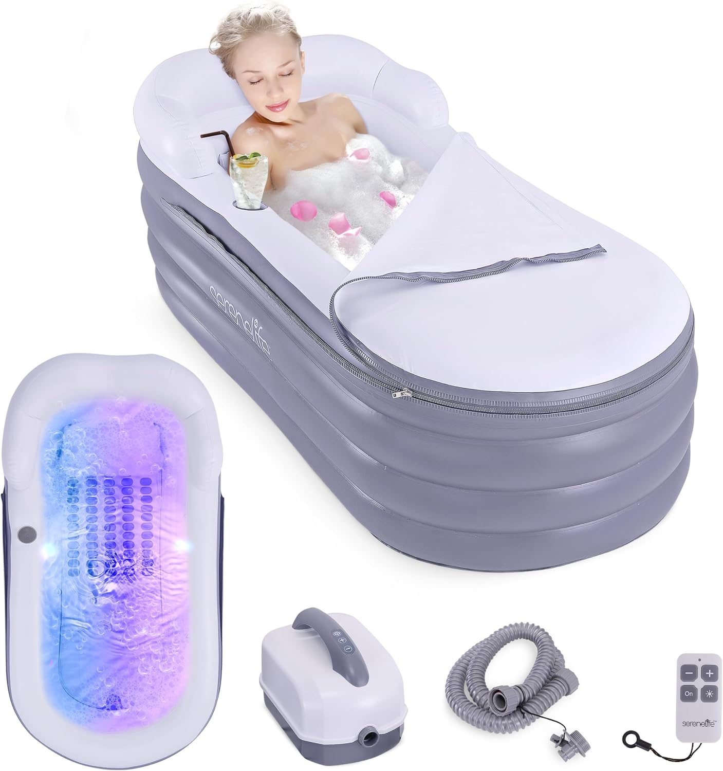 Bathtub Pillow Inflatable - حوض استحمام سبا مع حصيرة تدليك
