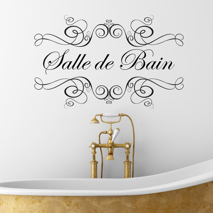 Home Bathroom Wall Tiles - ملصقات جدارية للحمام بعبارات فرنسية، ملصقات
