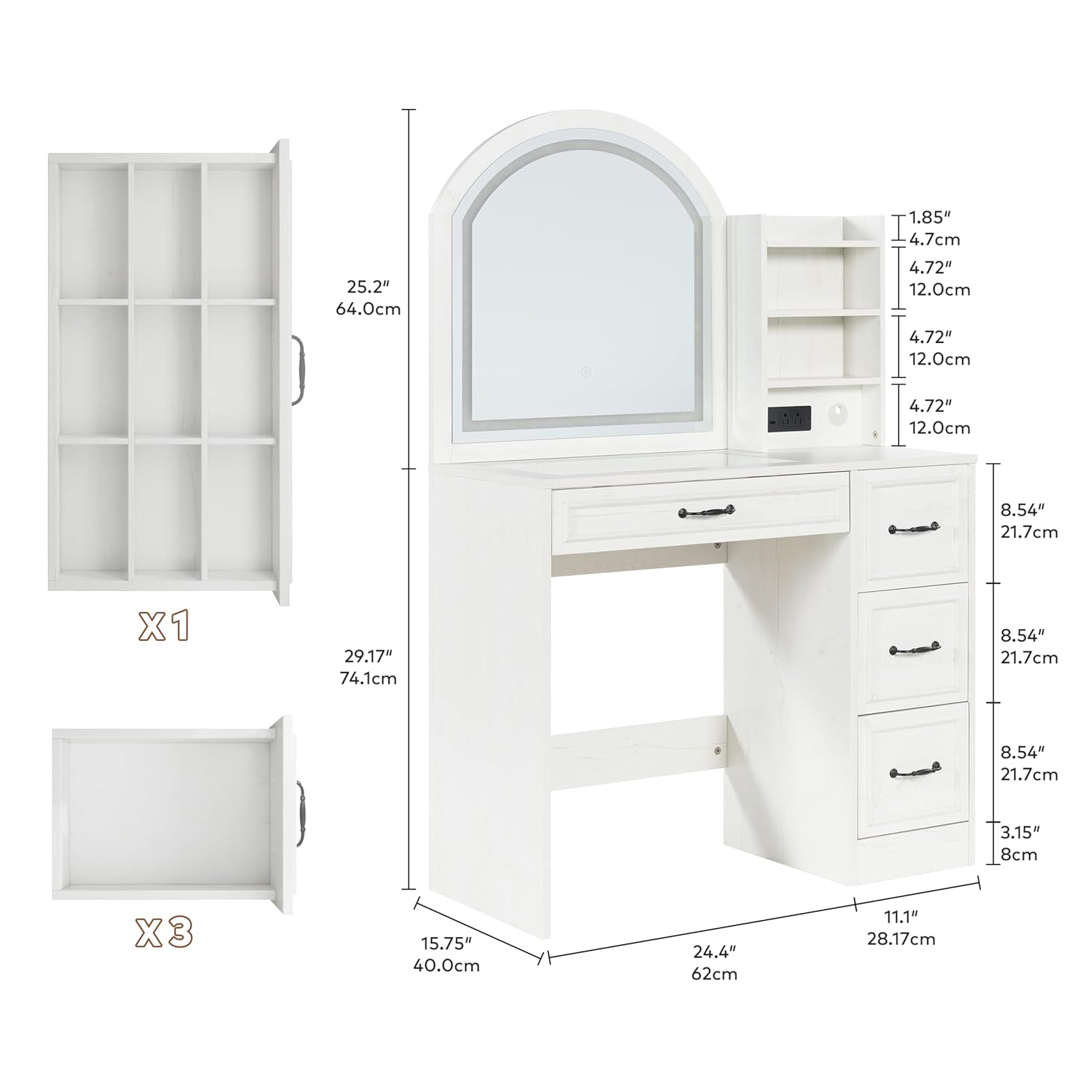 طاولة زينة عصرية مع مرآة مضاءة - مراجعة Home Outlet Bathroom وسعره