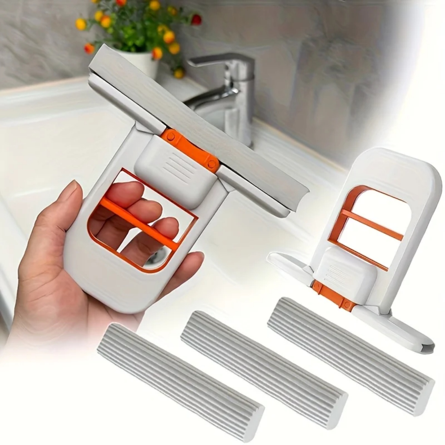مجموعات الممسحة والإسفنجة ذاتي - مراجعة Home Bathroom Cleaning Kit وسعره