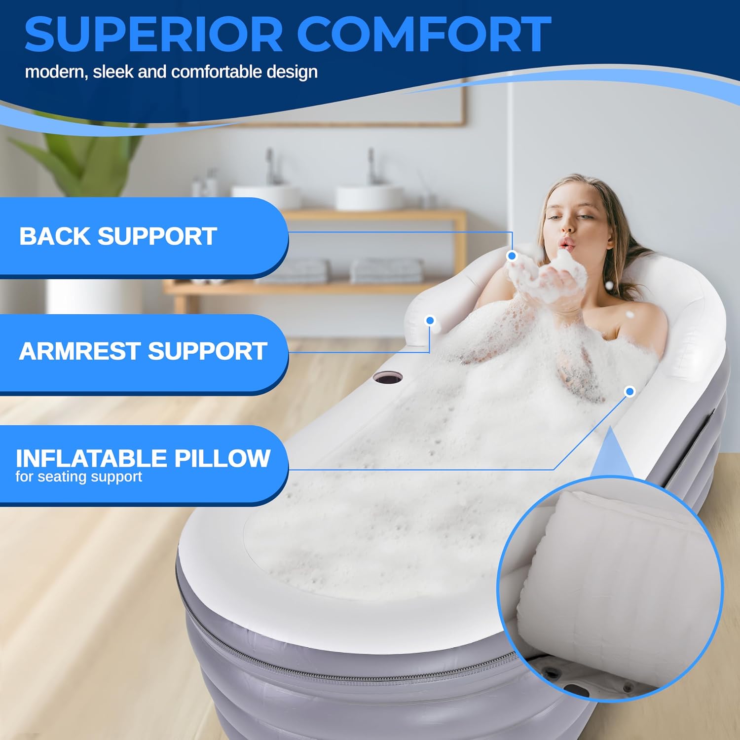 حوض استحمام سبا مع حصيرة تدليك - مراجعة Bathtub Pillow Inflatable وسعره