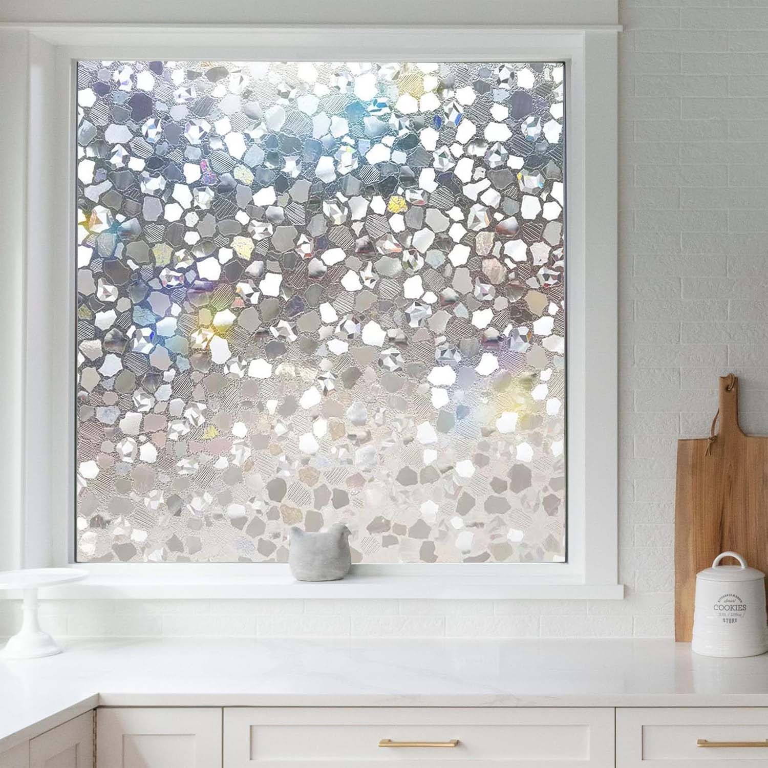 ملصق زجاجي مزخرف بتصميم قوس قز - مراجعة Home Bathroom Window Tint وسعره