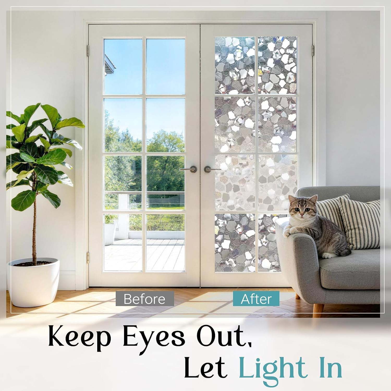 ملصق زجاجي مزخرف بتصميم قوس قز - مراجعة Home Bathroom Window Tint وسعره