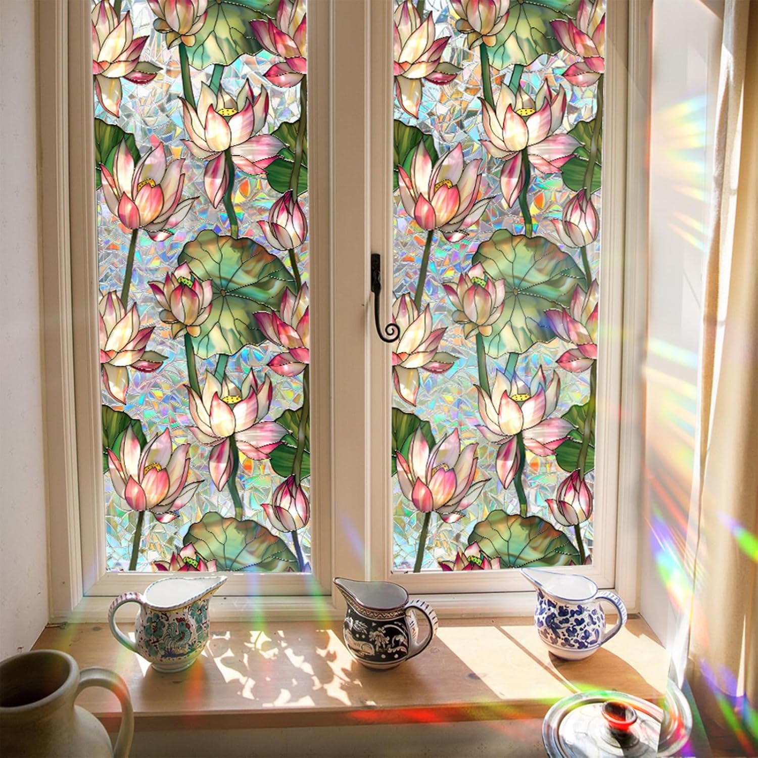 فيلم زجاجي ملون بتصميم زهور ال - مراجعة Home Bathroom Window Tint وسعره