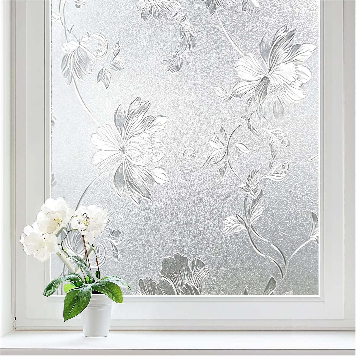 فيلم نافذة زخرفي بنقوش زهور، ل - مراجعة Home Bathroom Window Tint وسعره