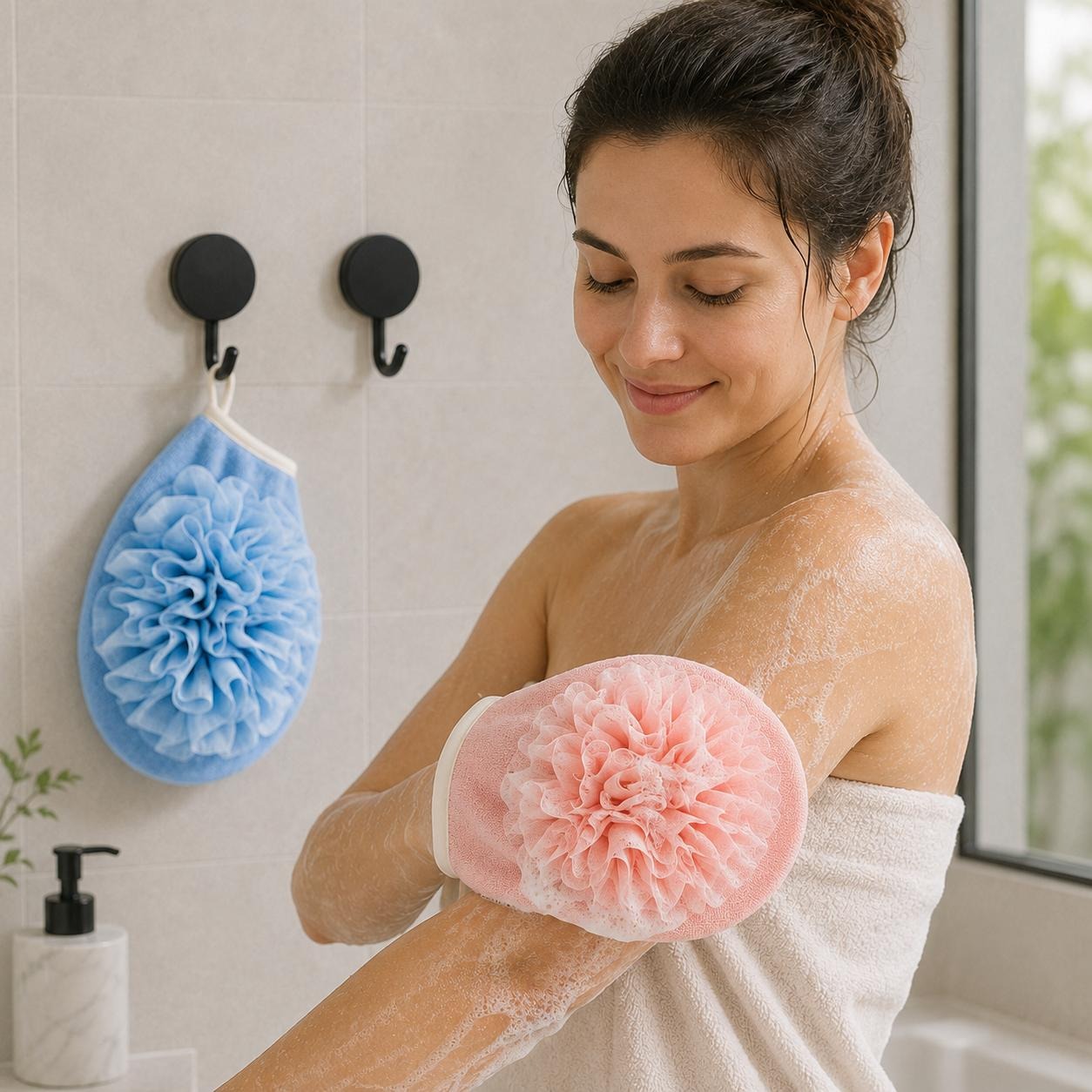 زوجان من قفازات الاستحمام + مج - مراجعة Home Bathroom Cleaning Kit وسعره