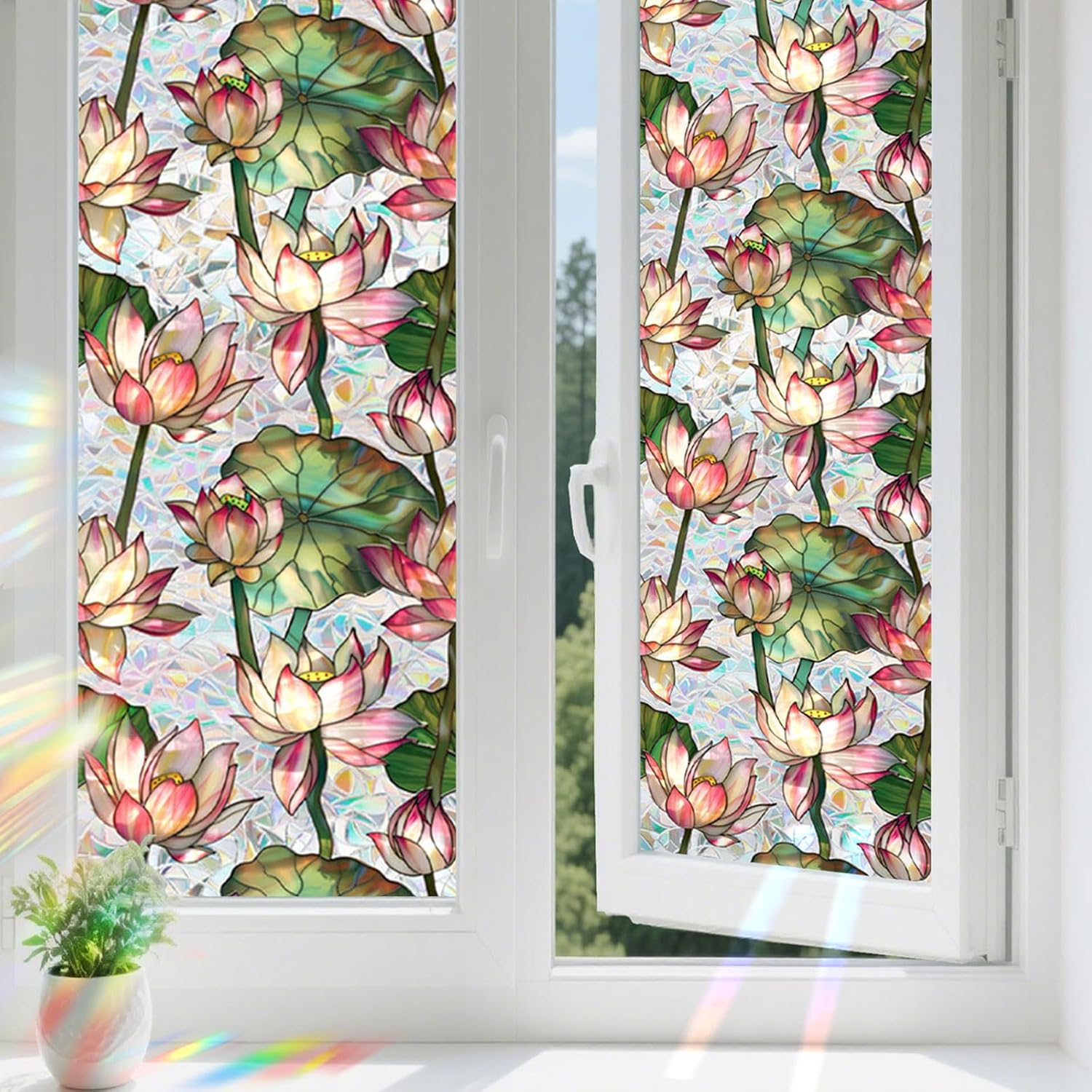 فيلم زجاجي ملون بتصميم زهرة ال - مراجعة Home Bathroom Window Tint وسعره
